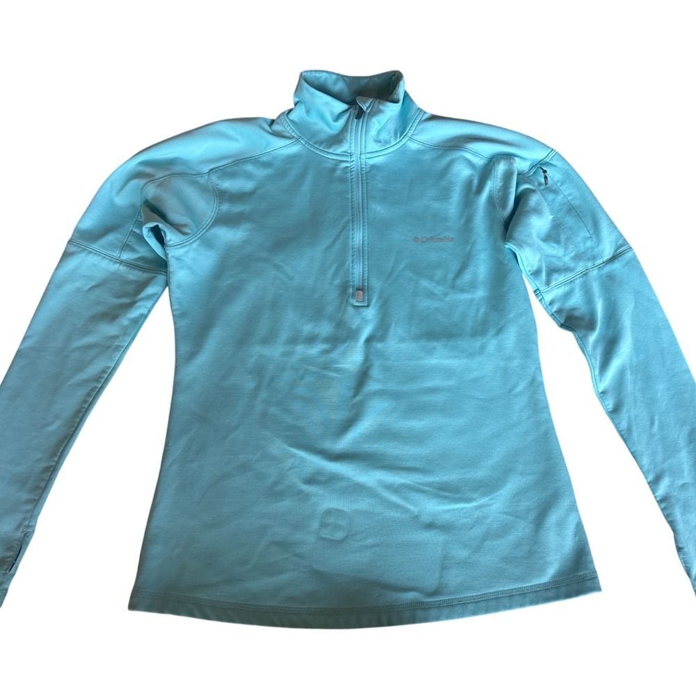 Columbia Omni-Wick 1/4 Zip Pullover Blue Fleece Thumbhole Sleeve Pocket XK0203 M